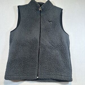 Pink Sherpa Fleece‎ Vest Gray Size Large